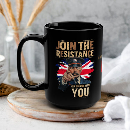 Join the Resistance | Call to Action | Black Ceramic Coffee Mug [UK]