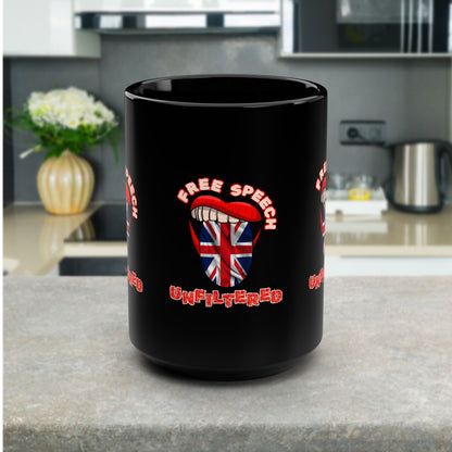 Free Speech Unfiltered | Political Statement Black Ceramic Coffee Mug