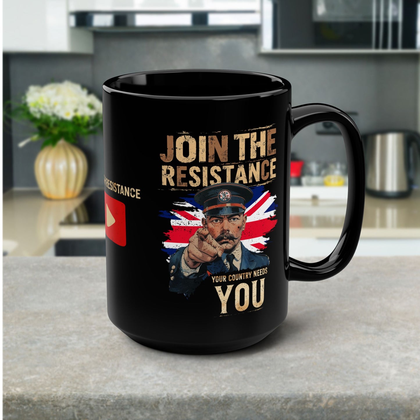 Join the Resistance | Call to Action | Black Ceramic Coffee Mug [UK]