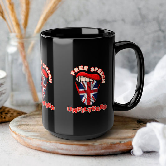 Free Speech Unfiltered | Political Statement Black Ceramic Coffee Mug
