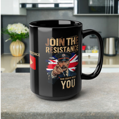 Join the Resistance | Call to Action | Black Ceramic Coffee Mug [UK]
