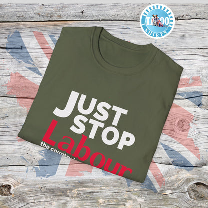 Just Stop Labour" Political T-Shirt – Reform UK Statement Tee for UK Politics Fans