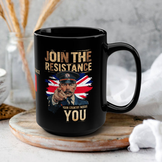 Join the Resistance | Call to Action | Black Ceramic Coffee Mug [UK]