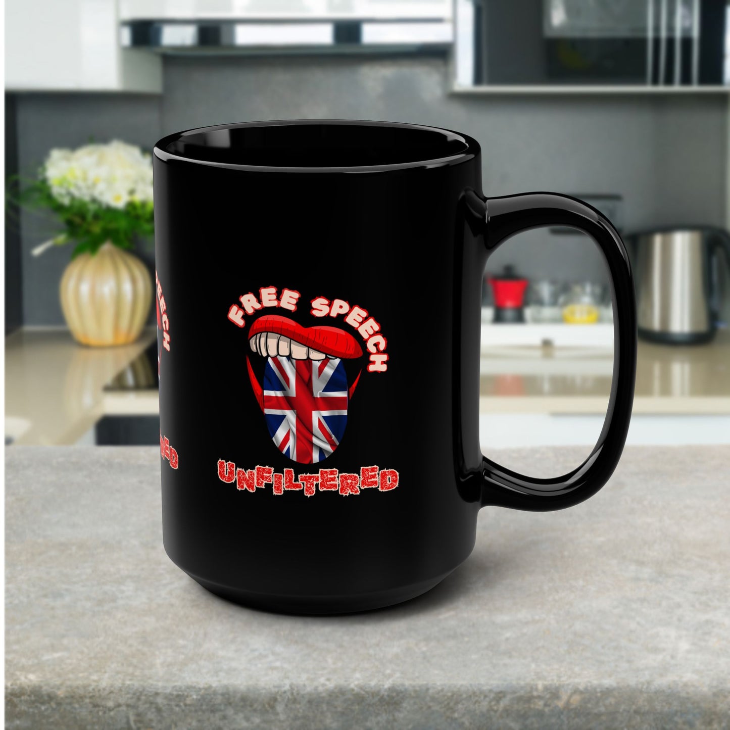 Free Speech Unfiltered | Political Statement Black Ceramic Coffee Mug
